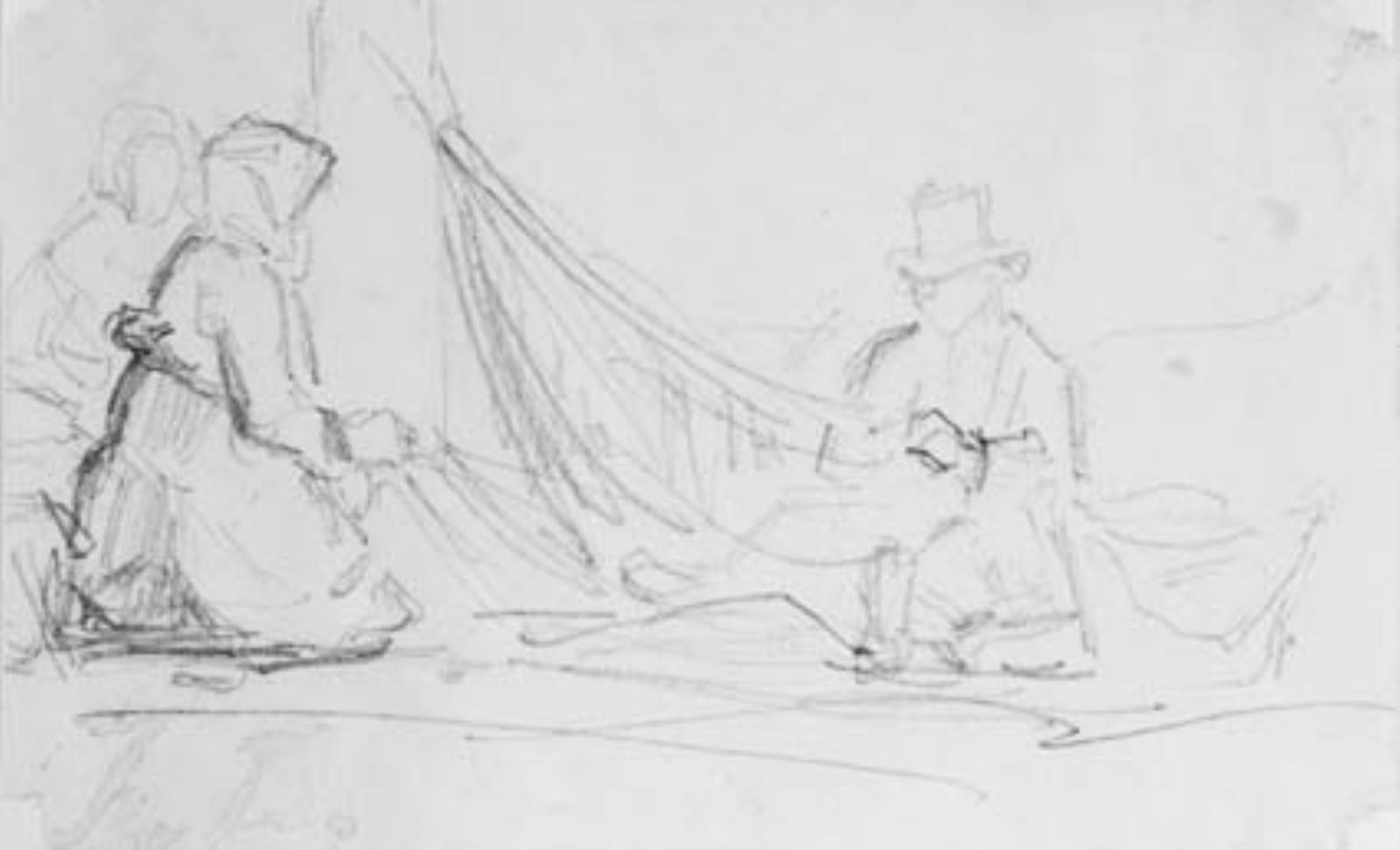 Jules Dupré, Et fiskerpar der bøder garn.