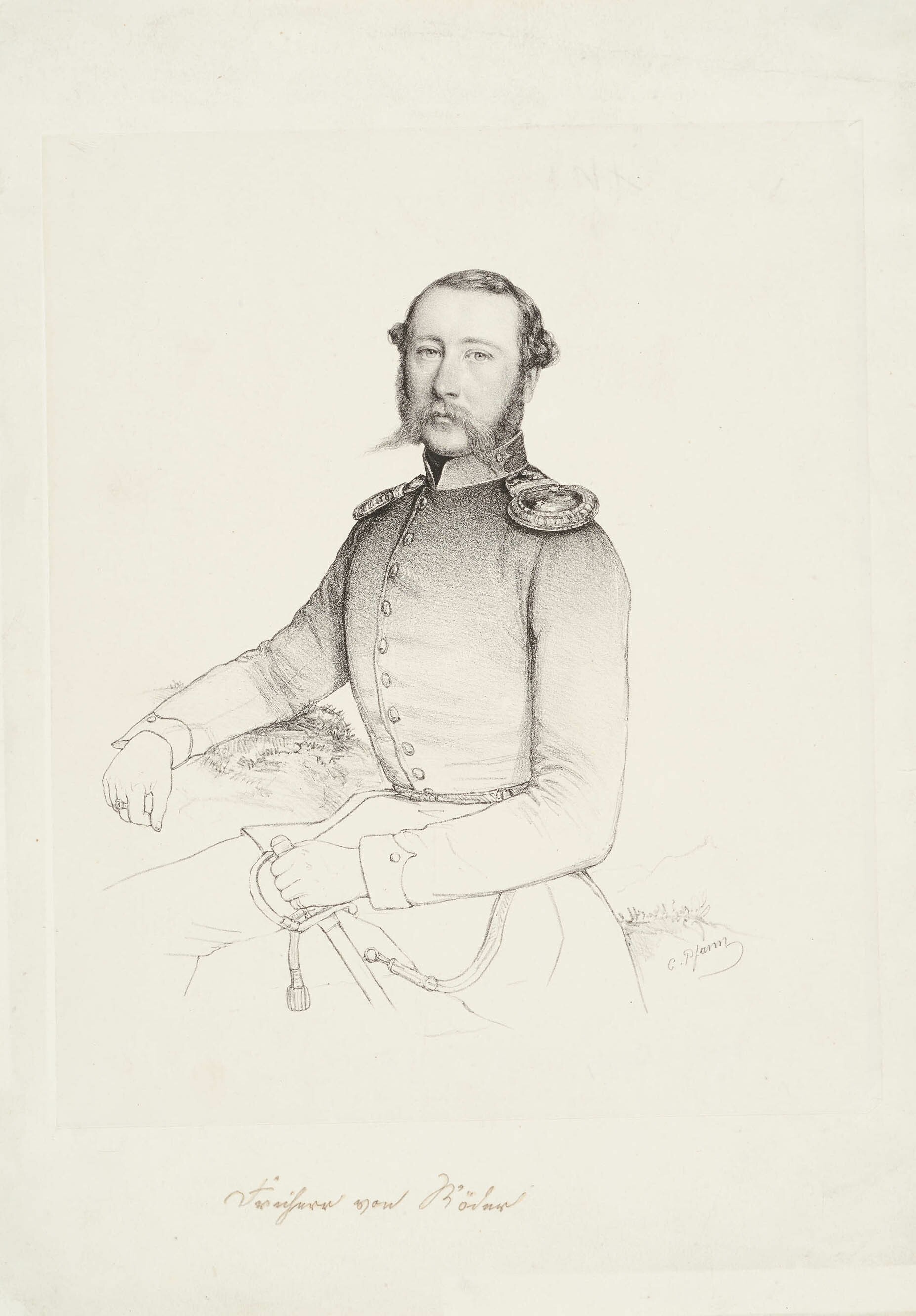 Christian Sigmund Pfann, Bildnis eines Offiziers, möglicherweise Freiherr August von Röder