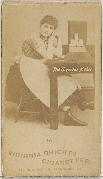 Allen & Ginter, Card 30, from the series, Cigarette Making Girls (N46) for Virginia Brights Cigarettes