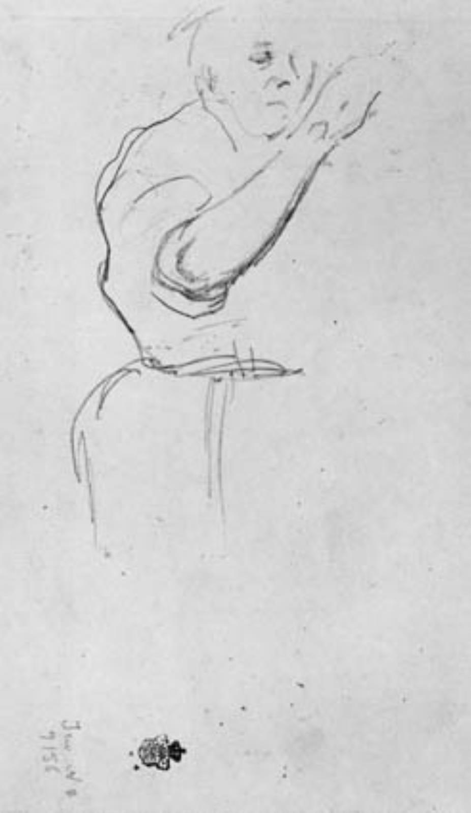 Edgar Degas, Studie af stående kvinde med højre arm løftet, halvfigur