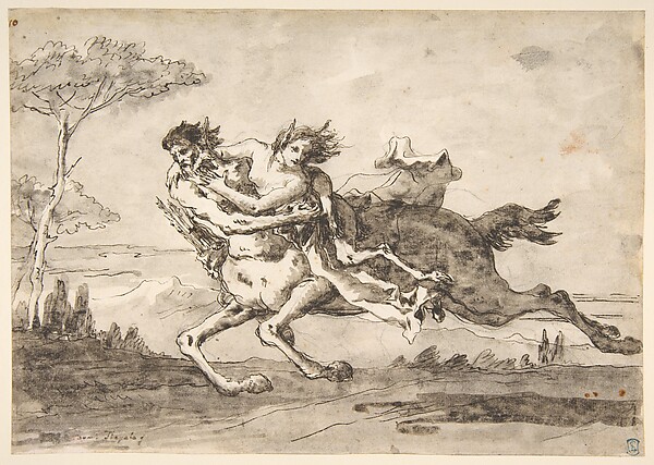Giovanni Domenico Tiepolo, Centaur Abducting a Satyress
