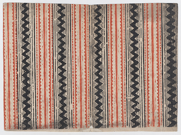 Anonymous, Sheet with overall zig zag and stripe pattern