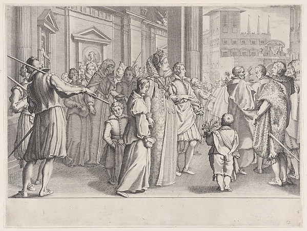 Jacques Callot, La Grande Duchesse Marie des Jeunes Filles (The Great Duchess Marie des Jeunes Filles), from "La Vie de Ferdinand Ier de Médicis série appelée aussi Les Batailles des Médicis" (The Life of Ferdinand I de'Medici also called The Medici Battles)