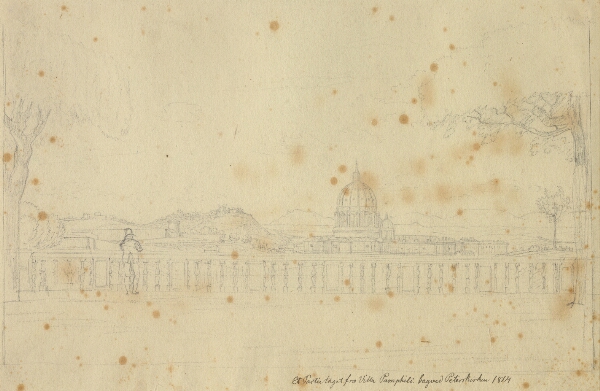 C.W. Eckersberg, Parti fra Villa Pamphili mod Peterskirken.