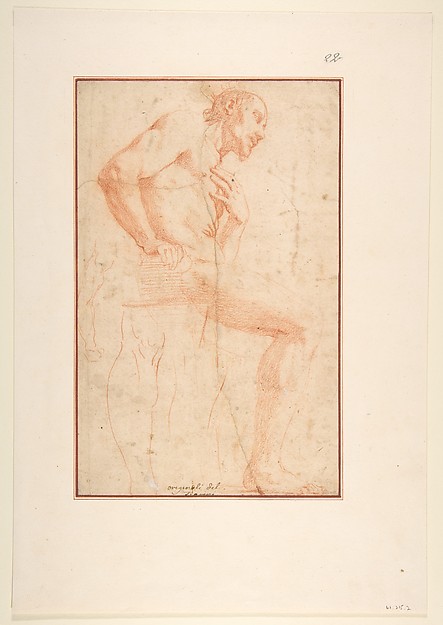 Alessandro Tiarini, Seated Male Nude Facing Right