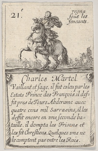 Stefano della Bella, Charles Martel / Vaillant et sage..., from "Game of the Kings of France" (Jeu des Rois de France)