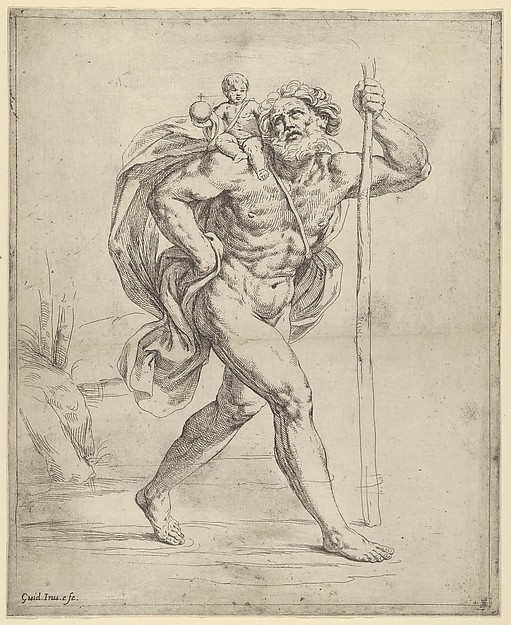 Guido Reni, Saint Christopher walking with the infant Christ on his right shoulder