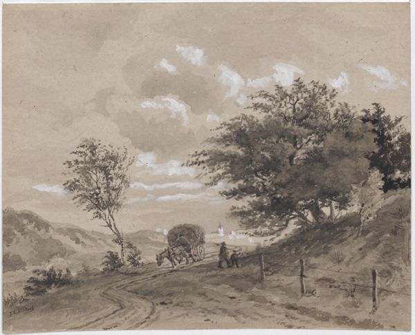 Kikkert, Jan Elias, (1843-1925), (artist), Horse carriage on a country road
