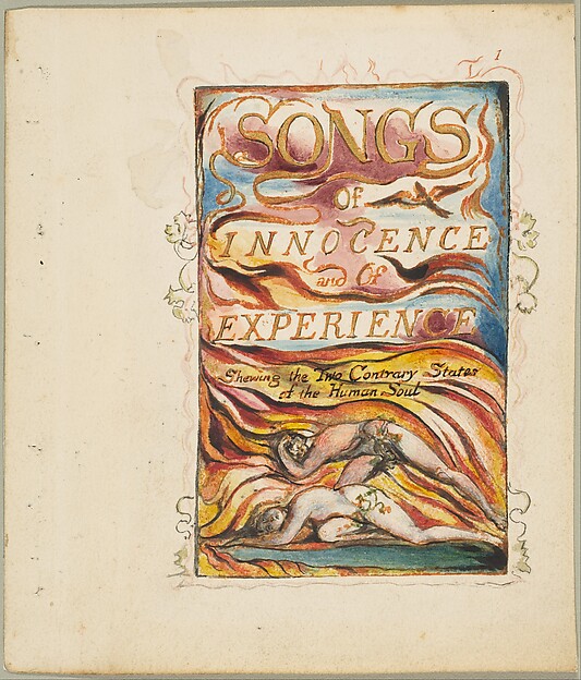 William Blake, Songs of Innocence and of Experience, Shewing the Two Contrary States of the Human Soul: Combined Title-page