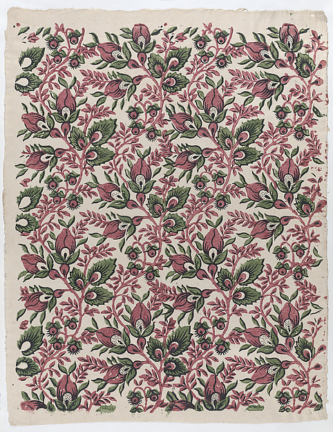 Anonymous, Sheet with overall floral and vine pattern