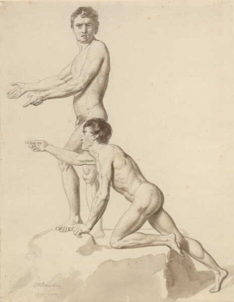 C.W. Eckersberg, To israelitter på en klippeblok