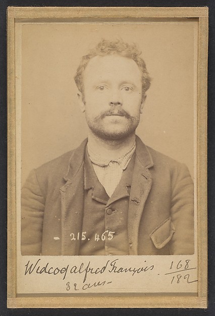 Alphonse Bertillon, Widcoq. Alfred, François, Adolphe. 32 ans, né à Fressenneville (Somme). Mécanicien. Anarchiste. 10/3/94.