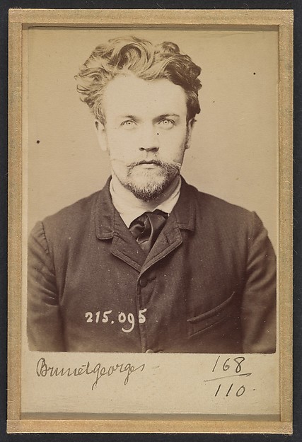 Alphonse Bertillon, Brunet. Georges. 25 ans, né à Paris. Menuisier. Anarchiste. 4/2/94.