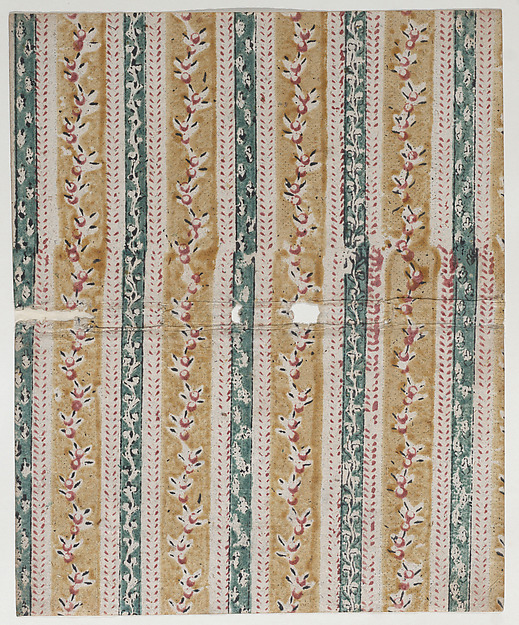 Anonymous, Book cover with yellow and green striped floral pattern