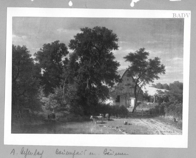Andreas Achenbach, farmhouse under trees