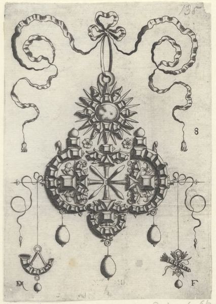 Mignot, Daniel, (active 1593-1596), (printmaker), Pendants in the form of wheels, stars and crosses: Large pendant