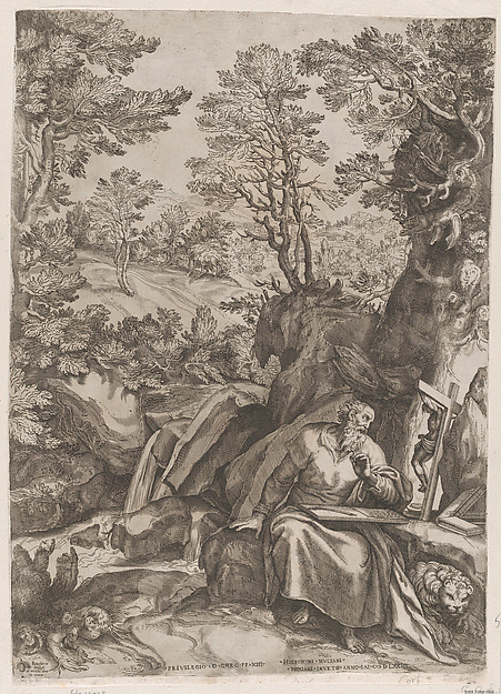 Cornelis Cort, St Jerome Translating the Bible in the Wilderness