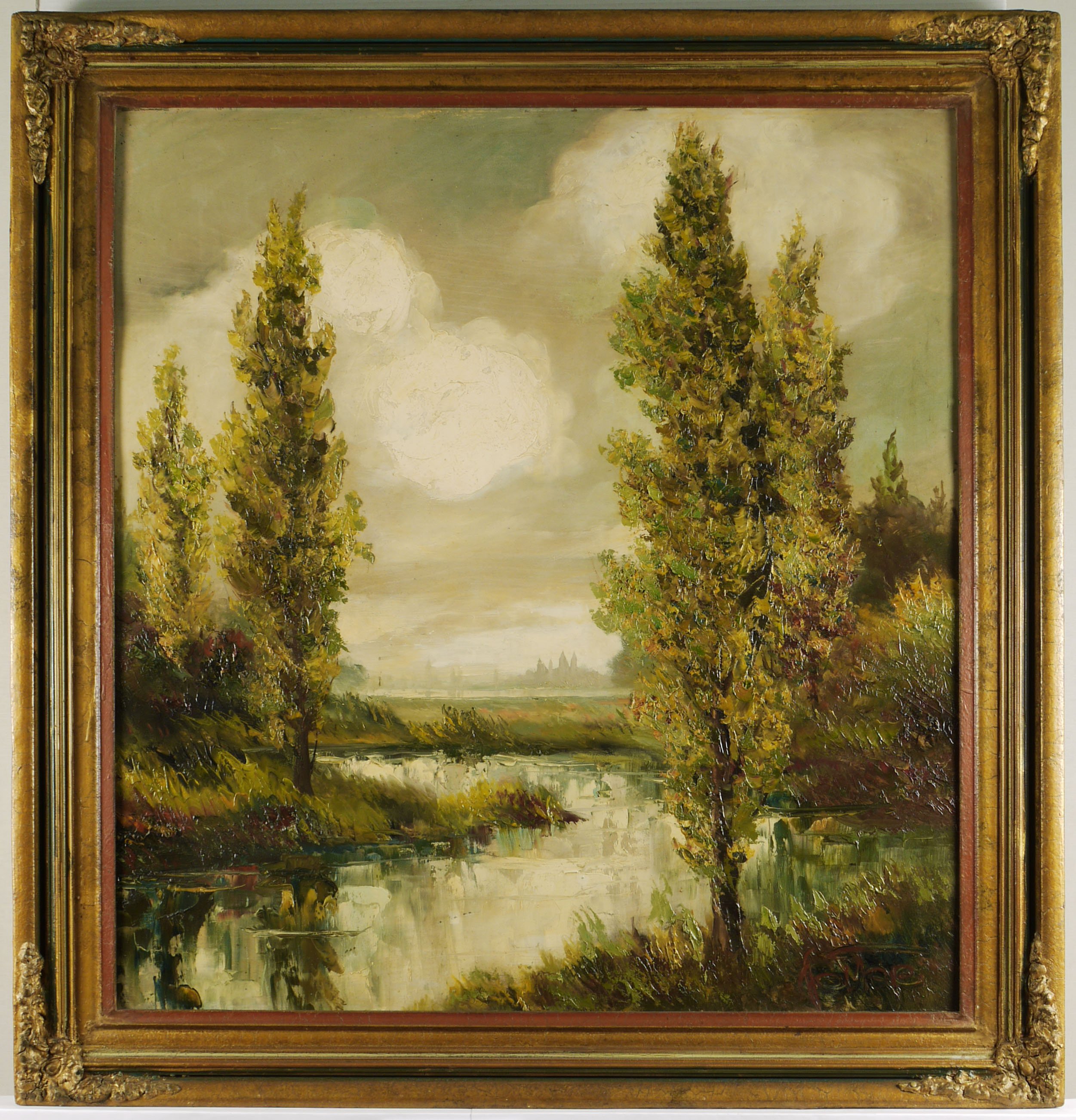 Karl Philipp Spitzer, Altrheinlandschaft mit Blick auf Speyer von Südost