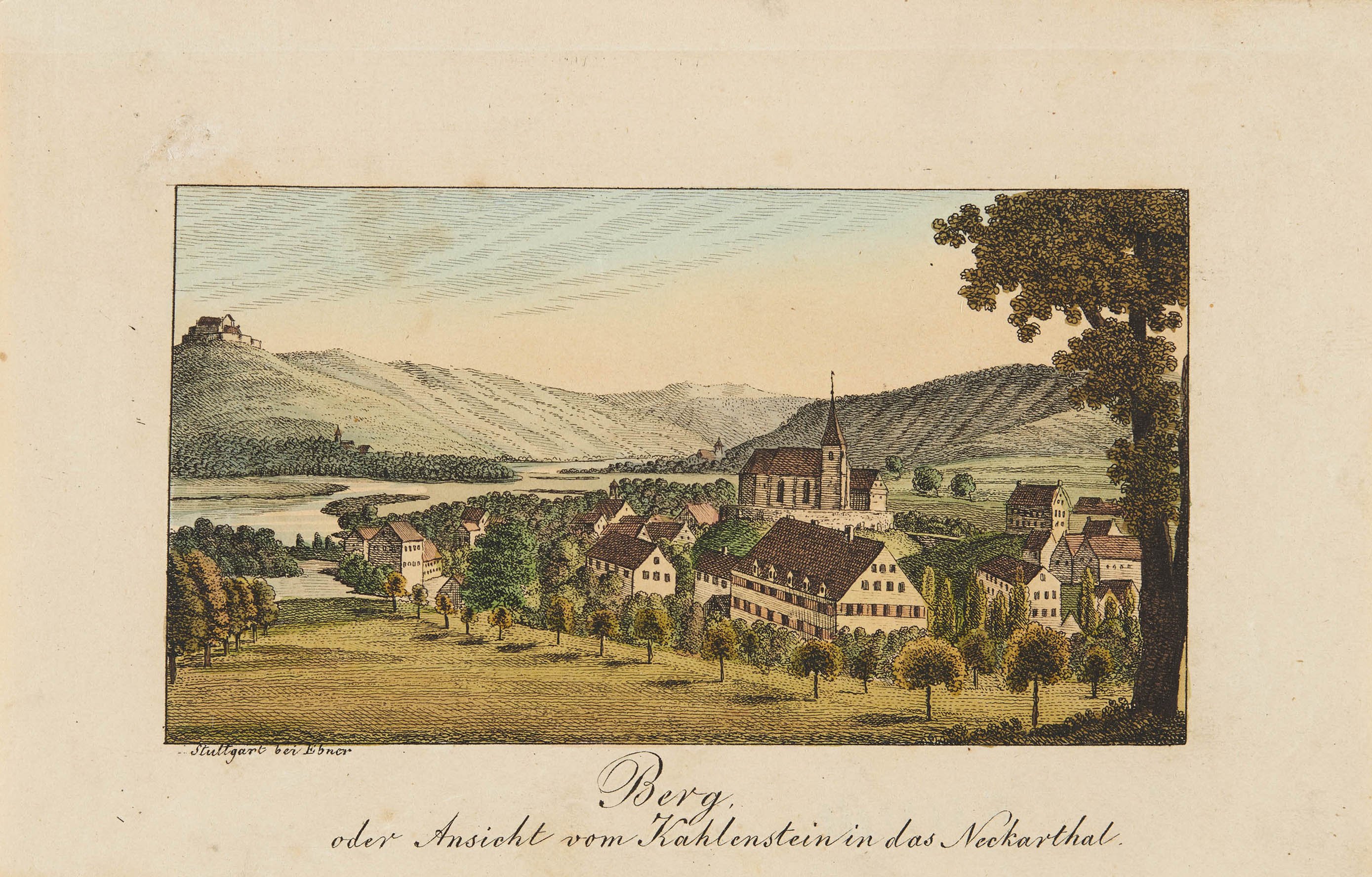 Verlag der G. Ebner'schen Kunsthandlung, "Berg, oder Ansicht vom Kahlenstein in das Neckarthal."