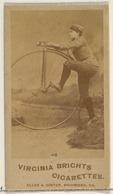 Allen & Ginter, Card 46, from the Girl Cyclists series (N49) for Virginia Brights Cigarettes