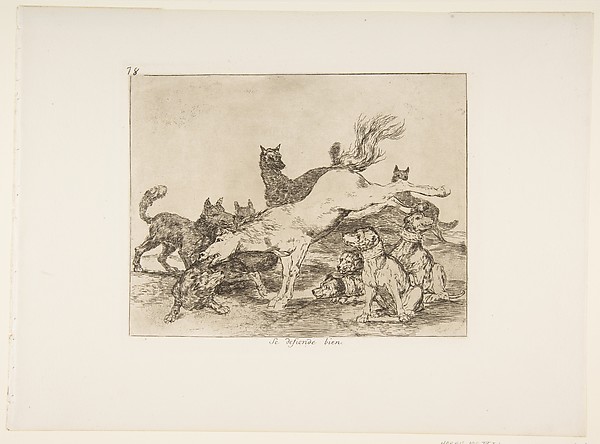 Goya (Francisco de Goya y Lucientes), Plate 78 from "The Disasters of War" (Los Desastres de la Guerra): 'He defends himself well' (Se defiende bien)