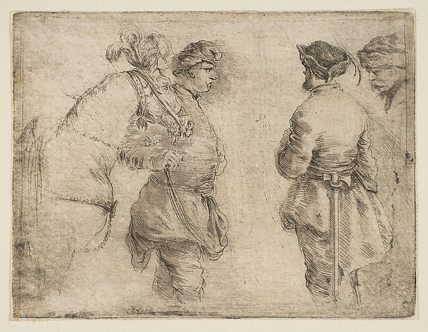 Stefano della Bella, A Pole Leading a Horse by the Bridle and Speaking with Two Other Men