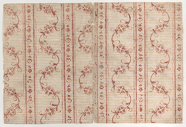 Anonymous, Book cover with stripe and floral pattern