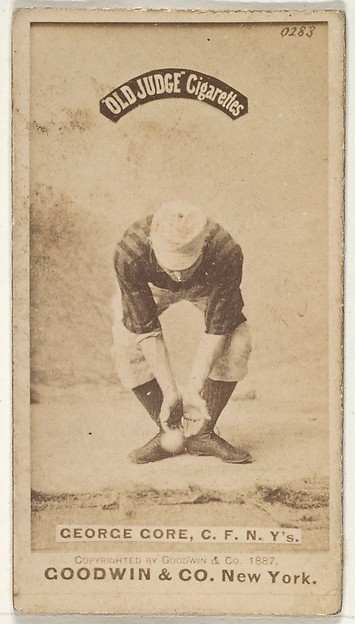 Goodwin & Company, George F. "Piano Legs" Gore, Center Field, New York, from the Old Judge series (N172) for Old Judge Cigarettes