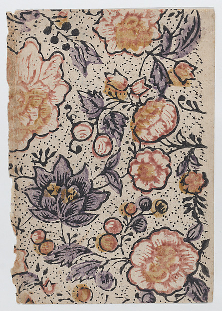 Anonymous, Sheet with overall floral and dot pattern