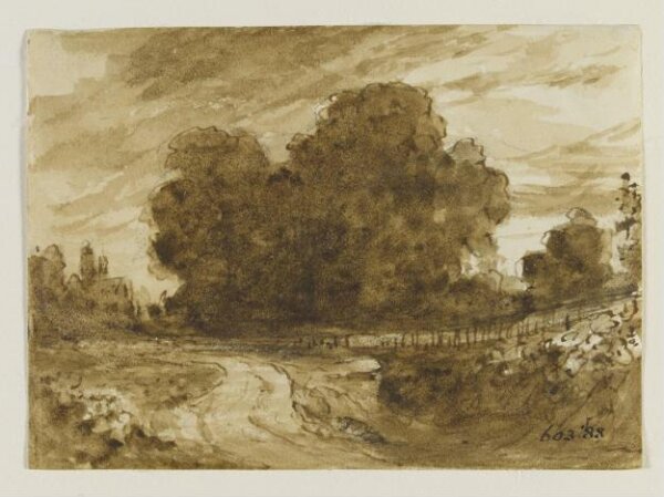 Constable, John (RA), A country road with elm trees