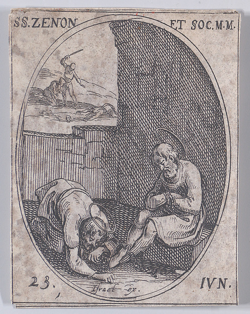 Jacques Callot, S. Zenon et Ses Compagnons (St. Zeno and His Companions), June 23rd, from "Les Images De Tous Les Saincts et Saintes de L'Année" (Images of All of the Saints and Religious Events of the Year)