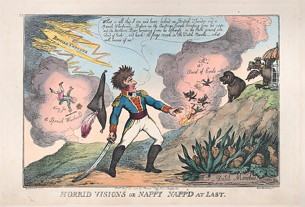 Thomas Rowlandson, Horrid Visions of Nappy Napp'd at Last