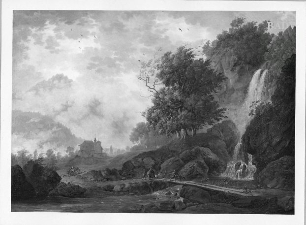 Louis Albert Guislain Bacler d'Albe, Savoyische Landschaft mit Wasserfall