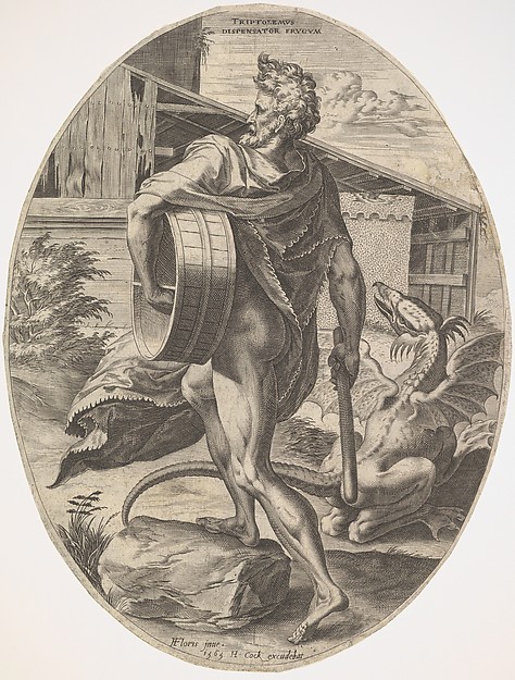 Cornelis Cort, Triptolemus, from "The Rural Gods"
