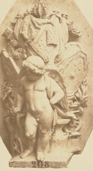 Édouard Baldus, ["Enfant et attributs", Sculpture by Georges Diébolt, Decoration of the Louvre, Paris]