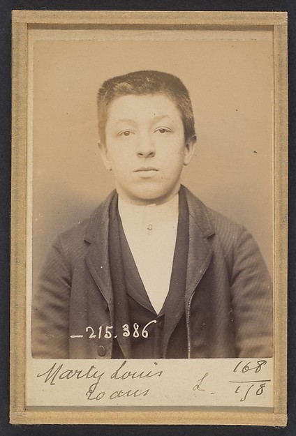 Alphonse Bertillon, Marty. Louis. 20 ans, né à Lacanne (Tarn). Tailleur d'habits. Anarchiste. 9/3/94.