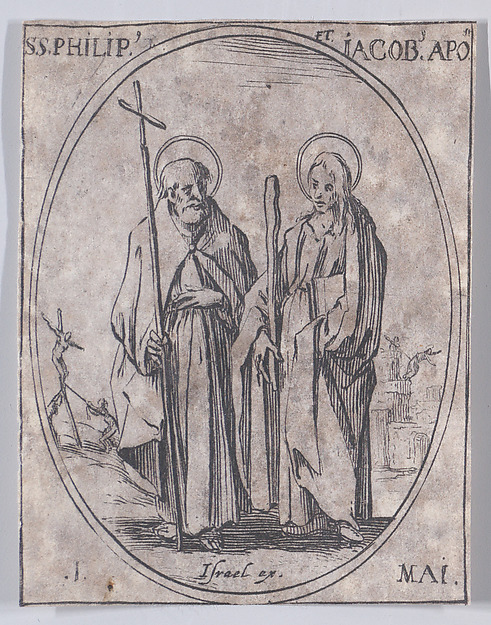 Jacques Callot, S. Philippe et S. Jacques, apôtres (St. Phillip and St. James, Apostles), May 1st, from "Les Images De Tous Les Saincts et Saintes de L'Année" (Images of All of the Saints and Religious Events of the Year)