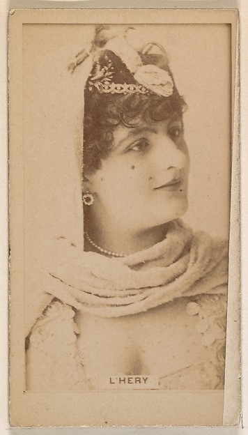 Kinney Brothers Tobacco Company, Miss L'Hery, from the Actresses series (N245) issued by Kinney Brothers to promote Sweet Caporal Cigarettes