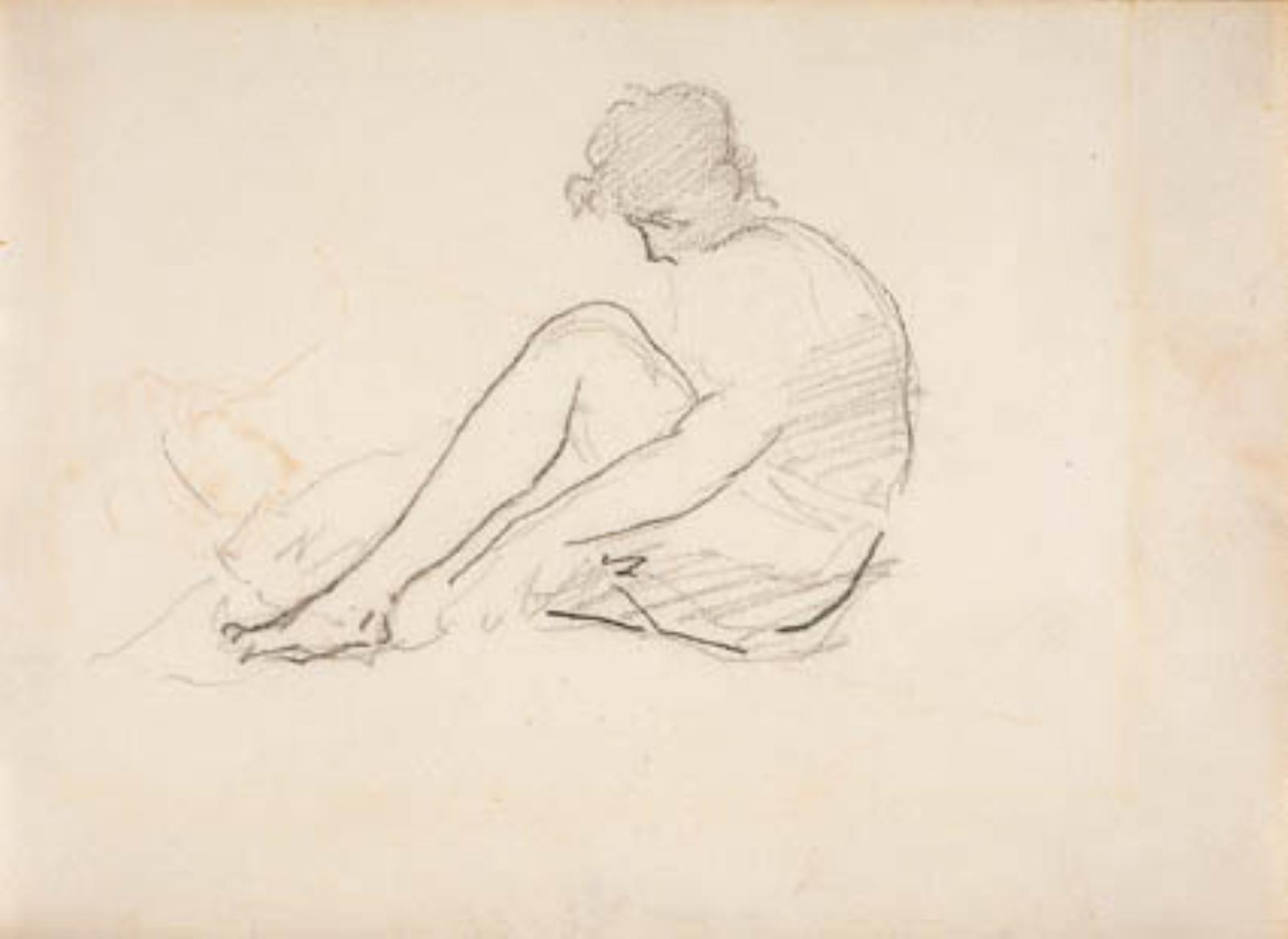 Édouard Manet, Siddende kvinde (En let skitse af et mandshoved)