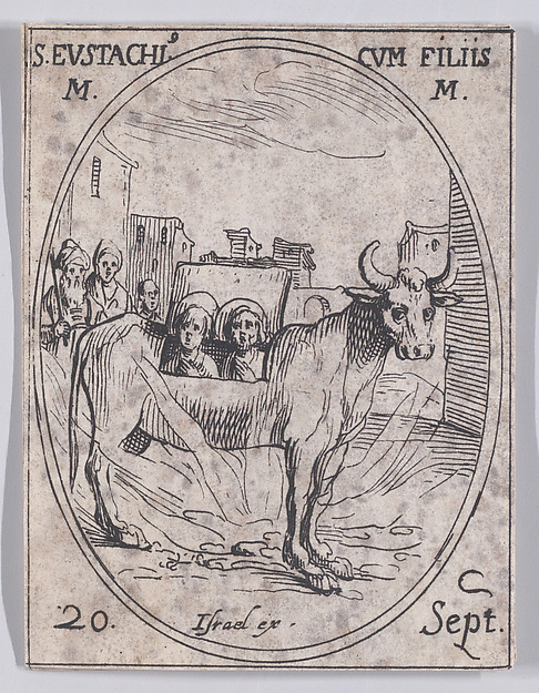 Jacques Callot, S. Eustache et Ses Enfants (St. Eustace and His Children), September 20th, from "Les Images De Tous Les Saincts et Saintes de L'Année" (Images of All of the Saints and Religious Events of the Year)