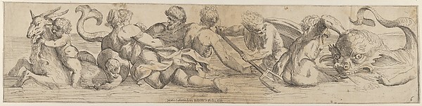 Giulio Carpioni, Plate 6: marine gods and other cavorting figures