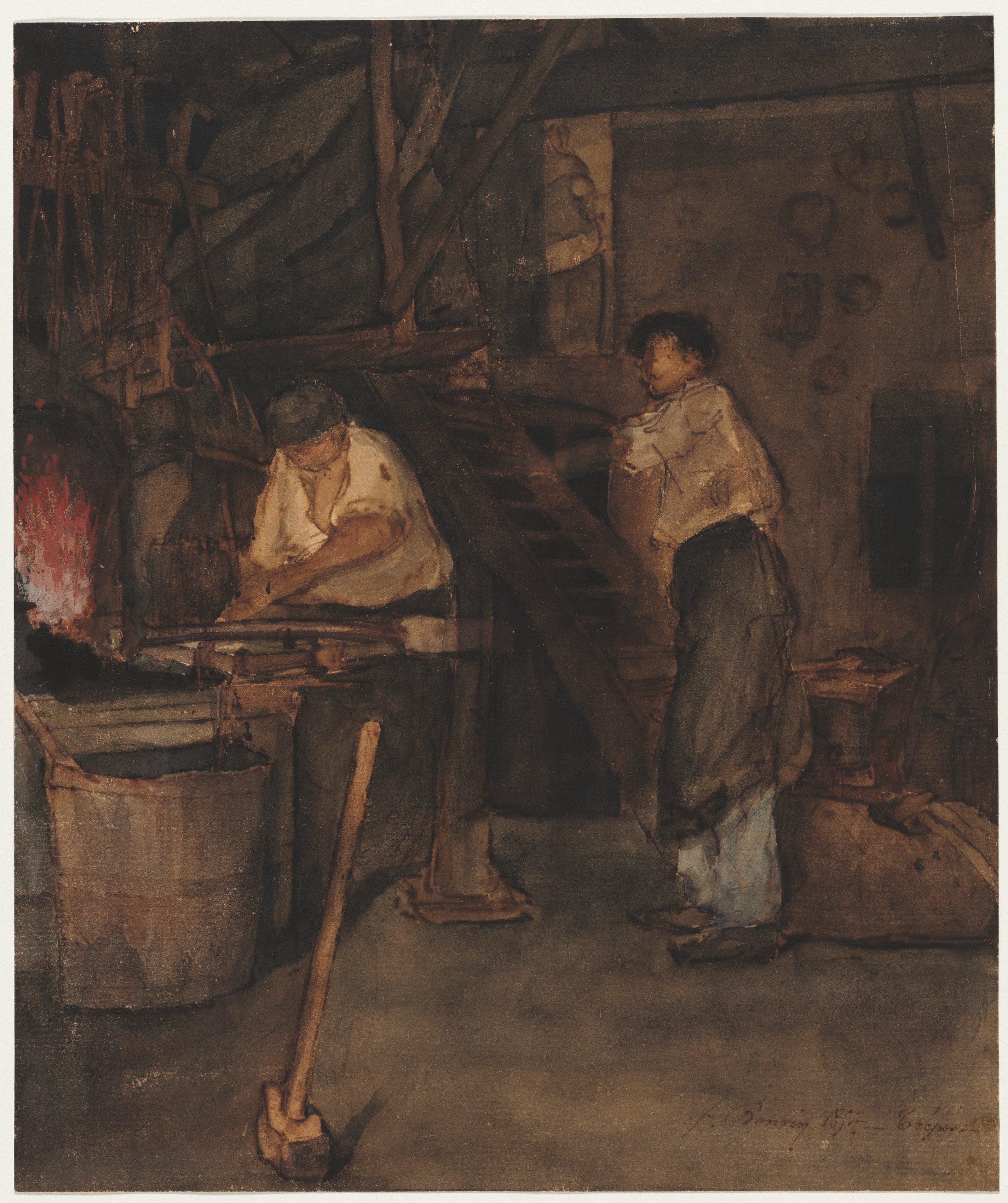 François Bonvin, Study for The Blacksmith's Shop: Remembrance of Le Tréfort