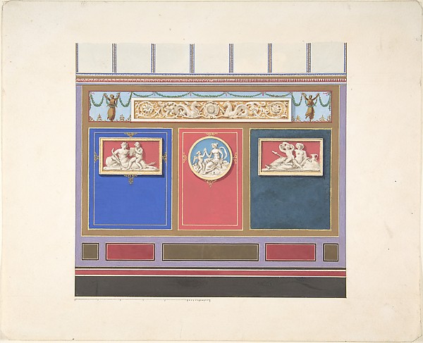 Jules-Edmond-Charles Lachaise, Painted Wall Decor Featuring Three Medallions