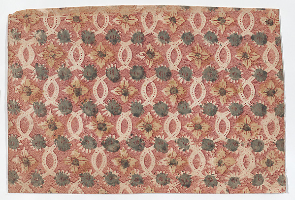 Anonymous, Sheet with overall lattice pattern with rosettes