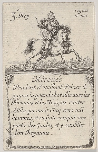 Stefano della Bella, Meroüée / Prudent et vaillant..., from "Game of the Kings of France" (Jeu des Rois de France)