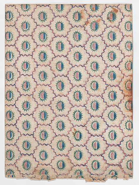 Anonymous, Sheet with abstract pattern with curved lines and dots