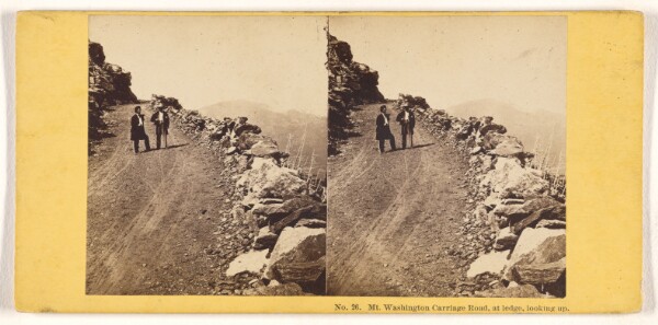 John P. Soule, Mt. Washington Carriage Road, at ledge, looking up.