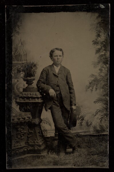 Unknown, [Portrait of a Boy Standing, Holding his Hat]