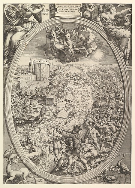 Enea Vico, The Battle of Mühlberg with the army of Charles V crossing the Elbe River
