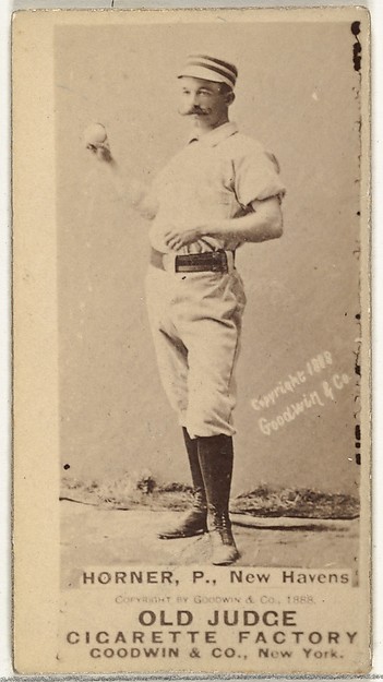Goodwin & Company, William "Jack" Frank Horner, Pitcher, New Haven, from the Old Judge series (N172) for Old Judge Cigarettes